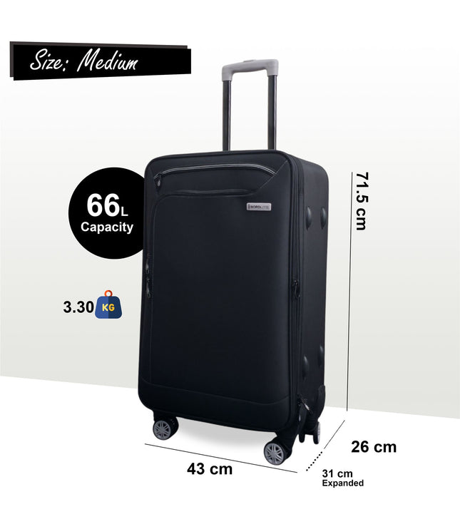 Handa Medium Soft Shell Suitcase in Black