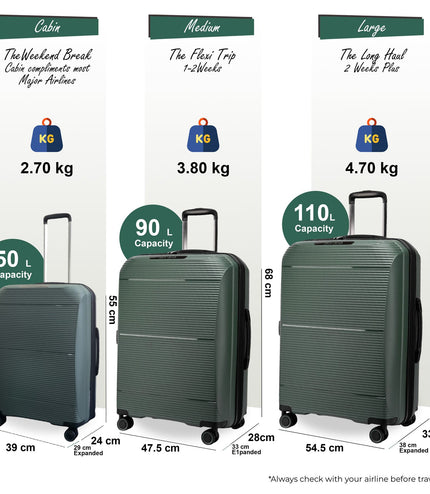 Abiko Set of 3 Hard Shell Suitcase in Olive