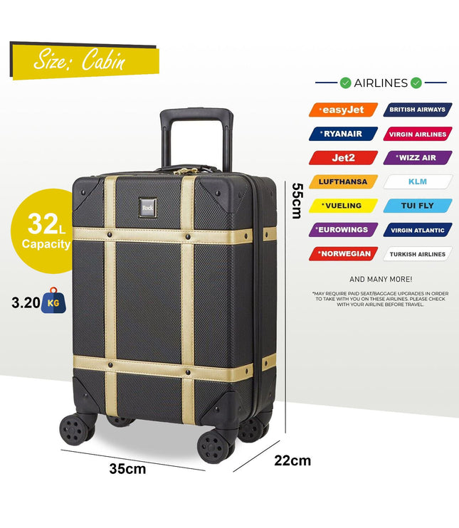 Alston Cabin Hard Shell Suitcase in Black Gold