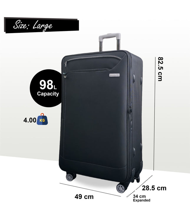 Handa Large Soft Shell Suitcase in Black