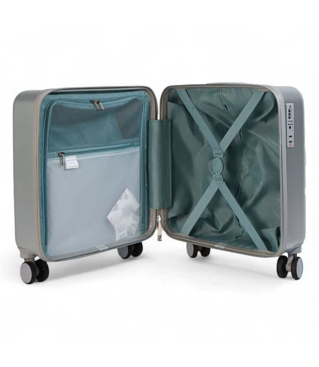 Hard Shell Cabin 44 x 22 x 38 cm Silver TSA Secure Luggage Suitcase Suitable for Easyjet, Ryanair