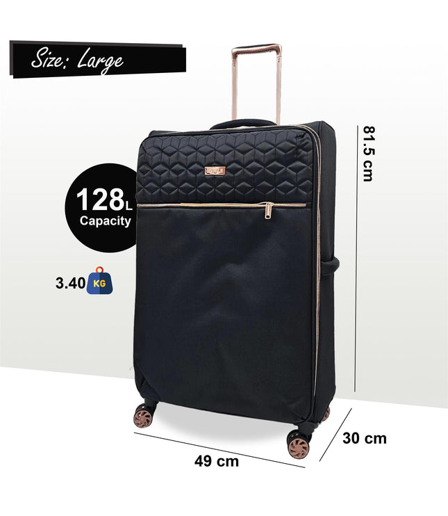 Bexley Large Soft Shell Suitcase in Black