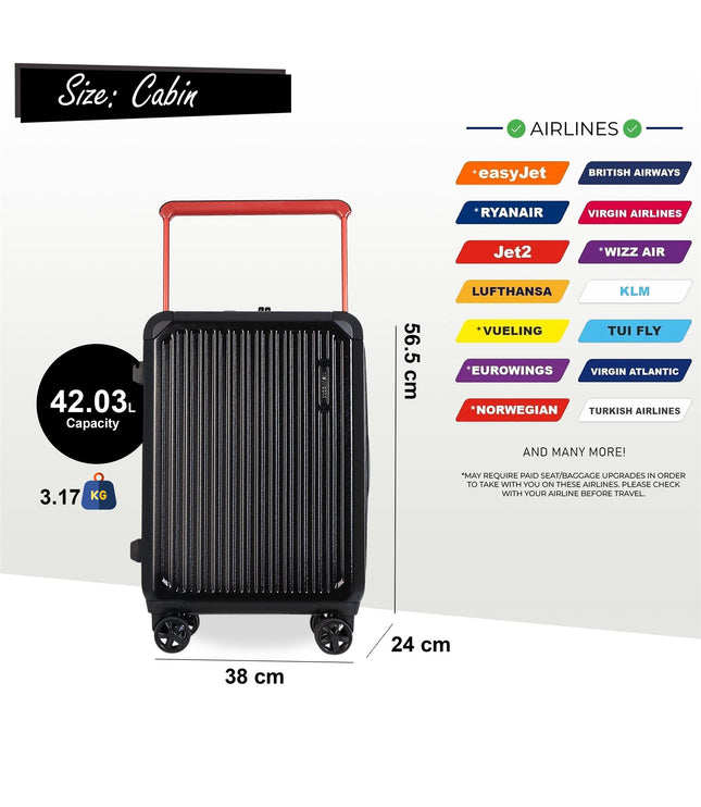 Hard Shell Black Rimowa Inspired TSA Cabin Luggage Suitcase Durable Spinner Carry-On