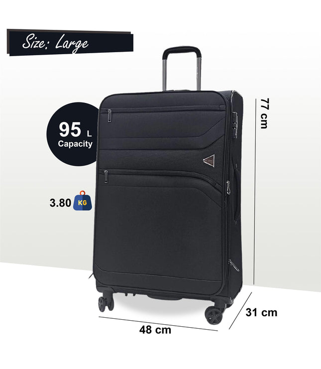 Corby Large Soft Shell Suitcase in Black