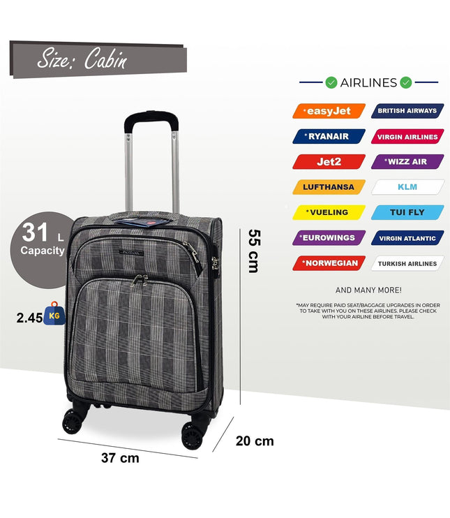 Ashbourne Cabin Soft Shell Suitcase in Stripe