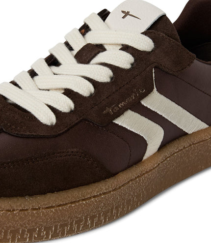 Tamaris Womens Brown White Suede Leather Fashion Lace Up Sneakers