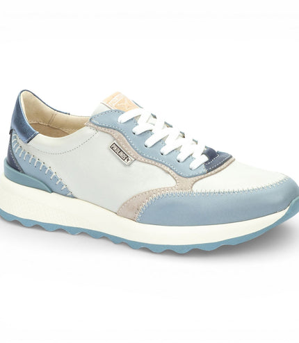Pikolinos Women's Denim Blue Leather Lace Up Sneaker Trainers Shoes - Arrecife
