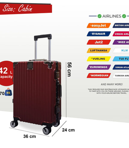 Airdrie Cabin Hard Shell Suitcase in Charcoal Red
