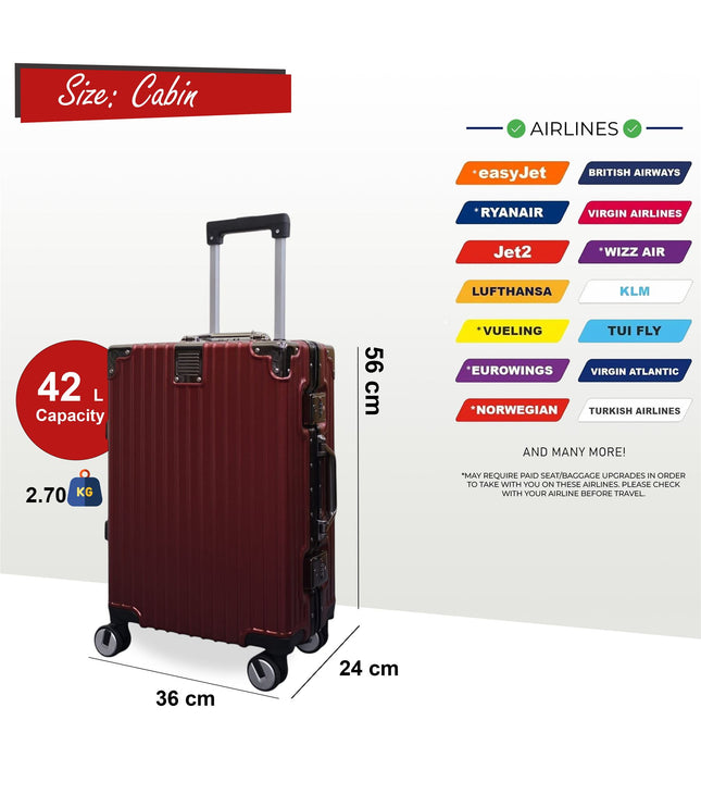 Airdrie Cabin Hard Shell Suitcase in Charcoal Red