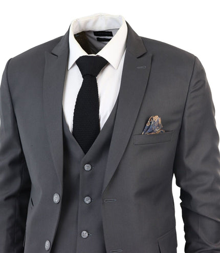 Mens IM1 Classic Plain Charcoal 3 Piece Suit