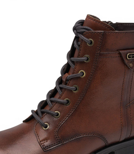 Tamaris Women's Brown Leather Lace-Up Combat Boots - 25224-47