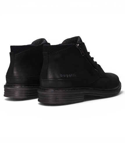 Bugatti Mens Black Leather Lace-up Chukka Ankle Boots - Rigalo Evo C30