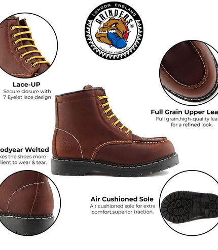 Grinders Unisex Burgundy Ryan Acs Leather Western Vintage Indy Boots