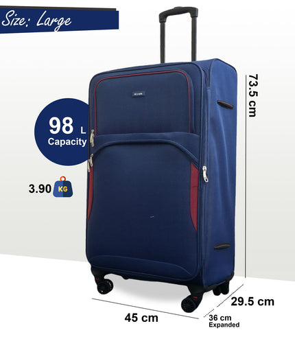 Gosford Large Soft Shell Suitcase in Navy Blue