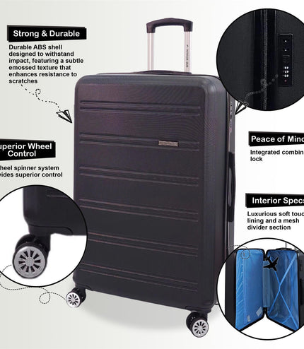 Alford Set of 3 Hard Shell Suitcase in Black