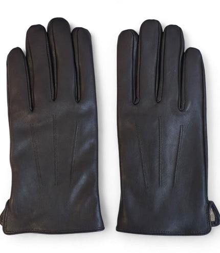 Men's Brown Italian Leather Warm Wool Lining Winter Gloves - M-LGV-305