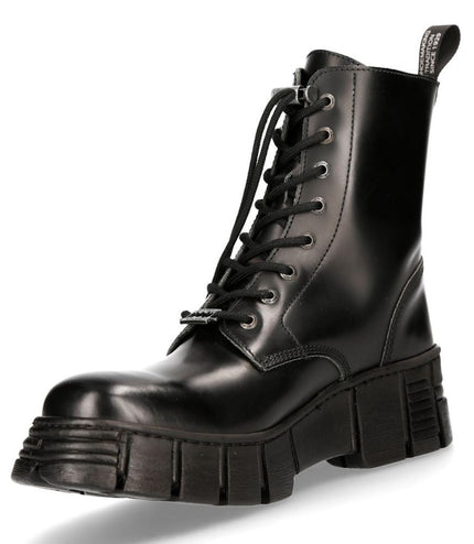 New Rock Boots Leather Ankle Tower Biker Boots-M-Wall026N-C5