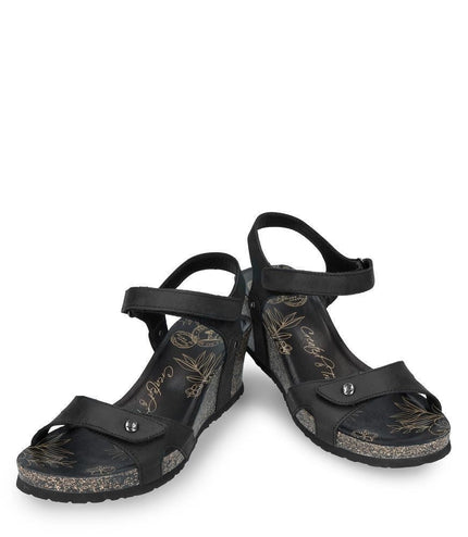 Women's Julia B1 Wedge Black Leather Sandals