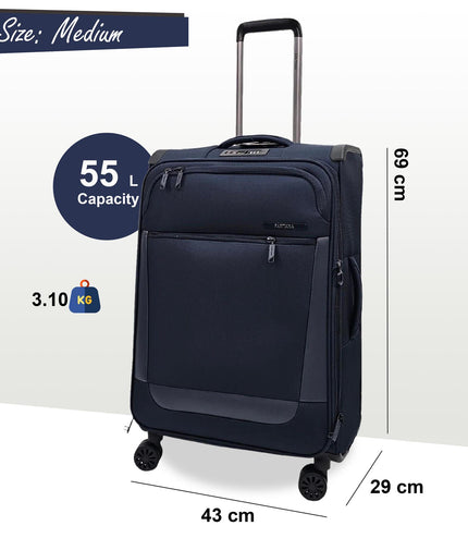 Bourne Medium Soft Shell Suitcase in Navy