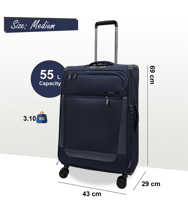 Bourne Medium Soft Shell Suitcase in Navy