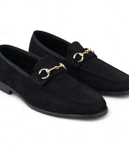 Men's Black Suede Moccasin Leather Lined Loafers