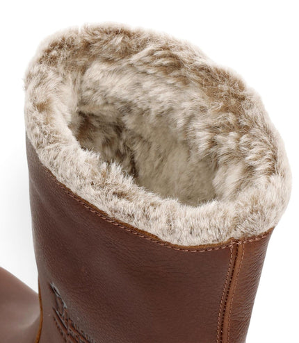 Panama Jack Women's Bark Brown Leather Waterproof Warm Heeled Boots - Piola B8