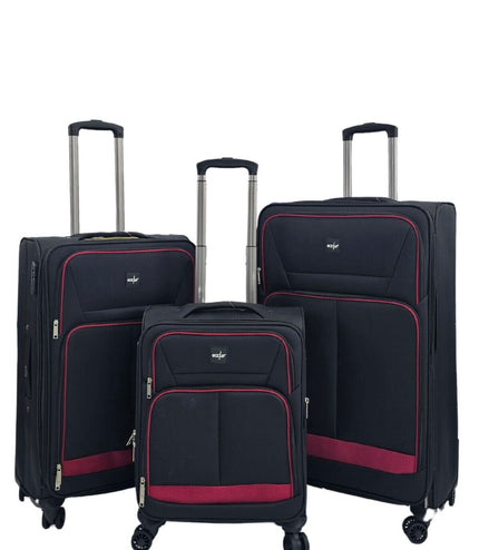 Andover Set of 3 Soft Shell Suitcase in Black