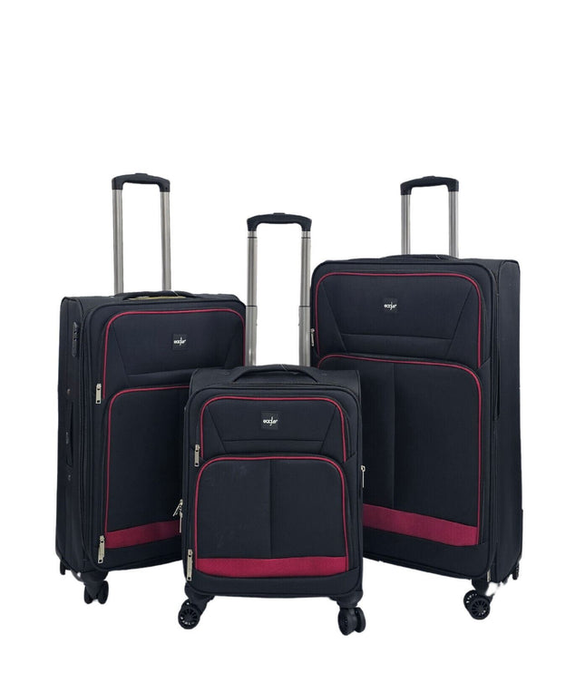 Andover Set of 3 Soft Shell Suitcase in Black