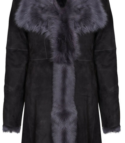 Womens Toscana Sheepskin Suede Trench Coat-Tbilisi - Grey