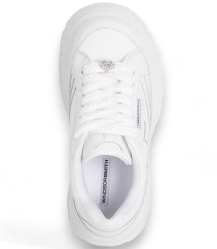 Windsorsmith Womens White Chunky Leather Platform Trainers Sneakers - Swerve
