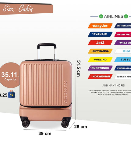 Durable EasyJet Ryanair 39 x 26 x 51.5 cm Pink Front Open Cabin Luggage Travel Suitcase