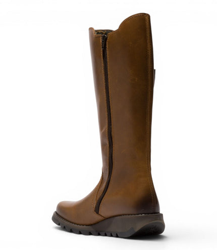 Fly London Womens Tan Leather Knee-High Long Boots - SOIF361