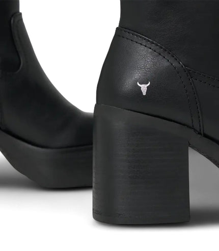 Windsorsmith Womens Black Faux Leather Knee-High Platform Heel Boots - Niche