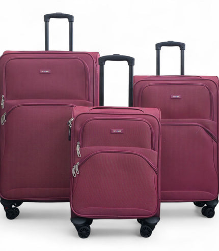Gosford Set of 3 Soft Shell Suitcase in Burgundy Red