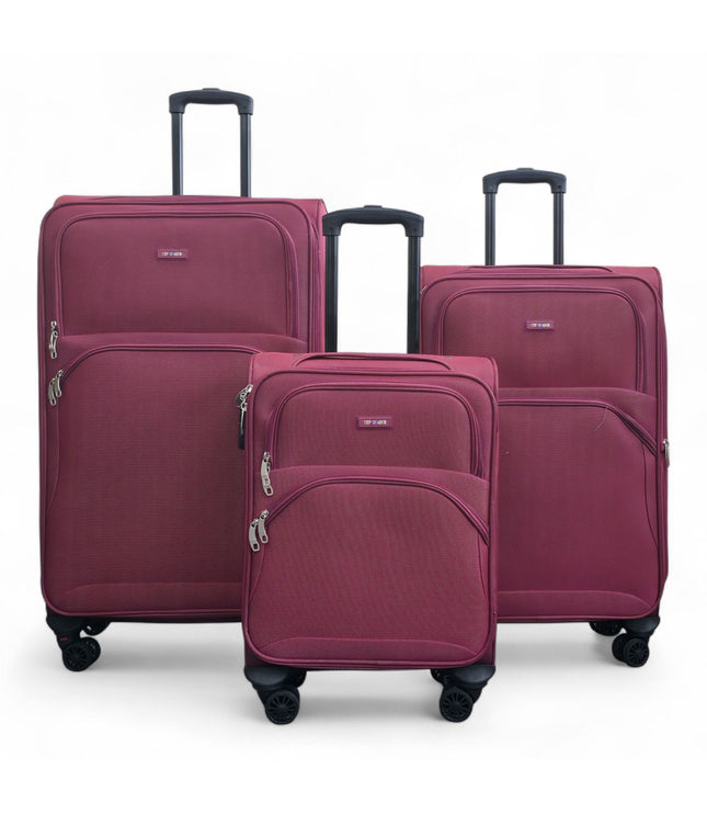 Gosford Set of 3 Soft Shell Suitcase in Burgundy Red