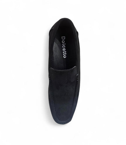 Men's Black Suede Loafers Lightweight Slip-On Casual Shoes