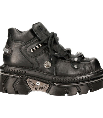 New Rock Unisex Metallic Black Leather Gothic Techno Boots - M-215-S6