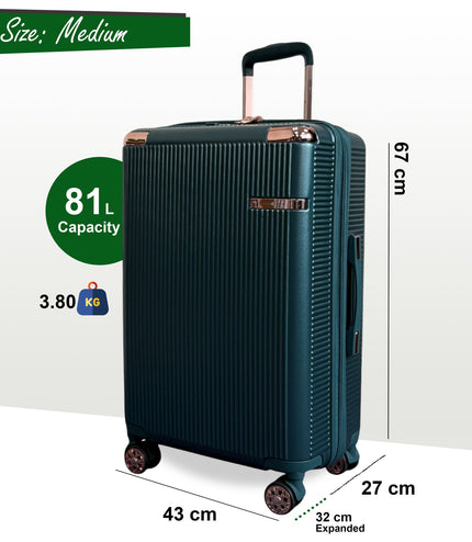 Cowra Medium Hard Shell Suitcase in Dark Green