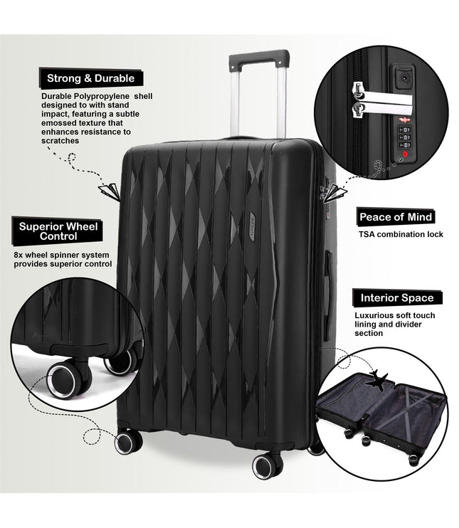 Burnaby Set of 3 Hard Shell Suitcase in Black