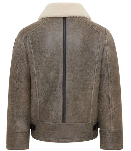 Men's Grey B3 Real Shearling Sheepskin WW2 Bomber Leather Flying Aviator Jacket