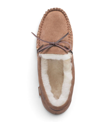 Men’s Chestnut Tan Genuine Sheepskin Moccasin Winter Slippers - Flint