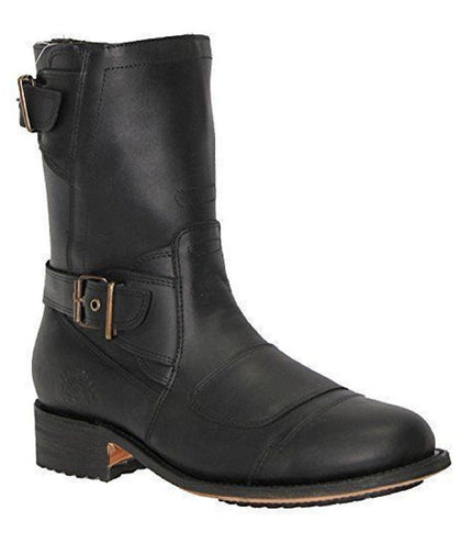 Grinders Mens Black Leather Cowboy Boots - Route 66