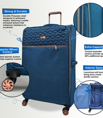 Bexley Cabin Soft Shell Suitcase in Teal