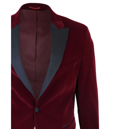Mens Burgundy Velvet Dinner Tuxedo Suit Jacket Blazer