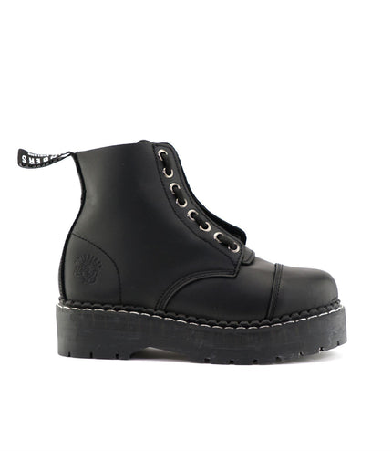 Grinders Unisex Black Cameron Acs Leather Ankle Casual Zip Boots