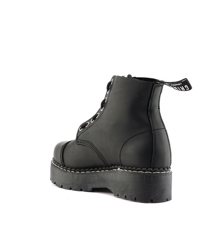 Grinders Unisex Black Cameron Acs Leather Ankle Casual Zip Boots