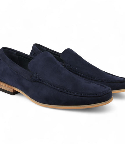 Men's Navy Suede Loafers Lightweight Slip-On Casual Shoes
