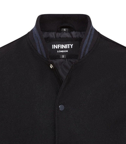 Letterman Baseball Wool Leather Varsity Bomber Jacket - Genoa - Black/Blue