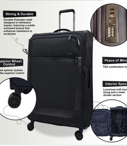 Bourne Medium Soft Shell Suitcase in Black