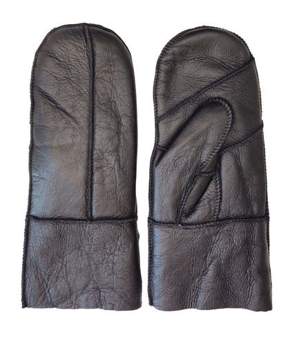 Infinity Leather Womens Black Genuine Real Sheepskin Mittens Warm Gloves